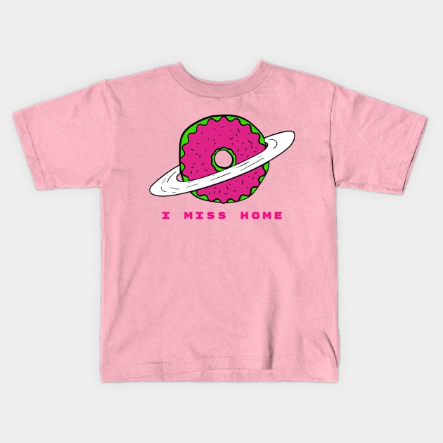 I Miss Home Alien Donut Kids T-Shirt by alexwestshop